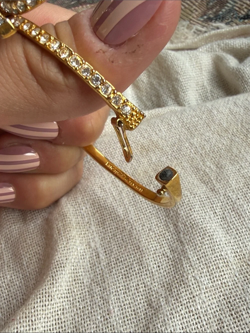 Kate Spade Gold Bow Crystal Hinged Bangle Bracelet
